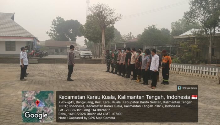 Camat dan Kapolsek Karau Kuala Pimpin Apel Siaga Karhutla, Dua Titik Api di Bangkuang Dipadamkan