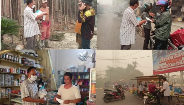 H. Alex Bagikan Ribuan Masker Gratis, Ajak Warga Barsel Waspadai Bahaya Kabut Asap